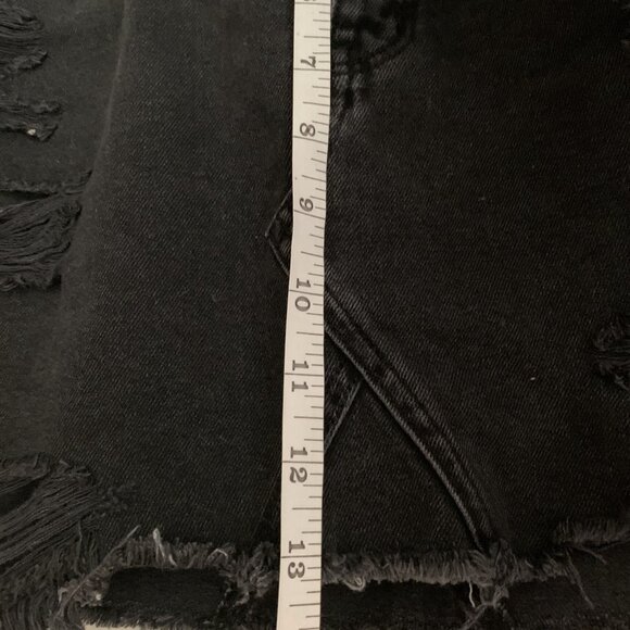 Distressed Black Denim Skirt - Picture 5 of 7